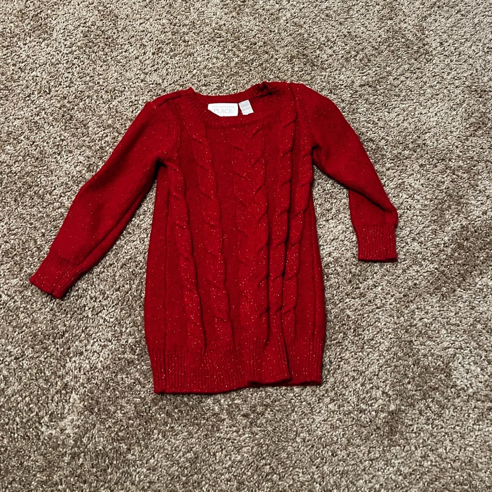 Holiday sweater dress toddler girl
